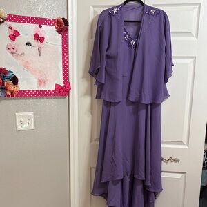 JJs House Purple High Low Dress with Embellished Jacket